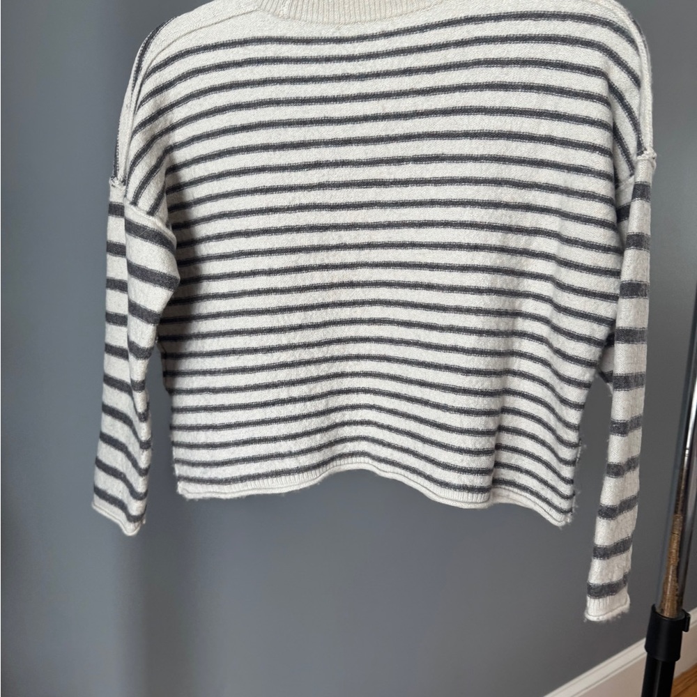 Madewell Cream and Gray Striped Turtleneck Sweater - Picture 3 of 9